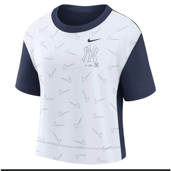 Nike Women’s Blue and White New York Yankees Boxy Tee Size Large - Picture 1 of 5